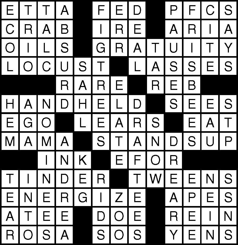 Crossword answers Sept. 9